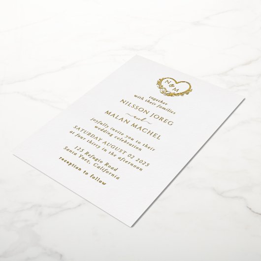 programme de mariage Real Gold Foil invitation (Rotation)