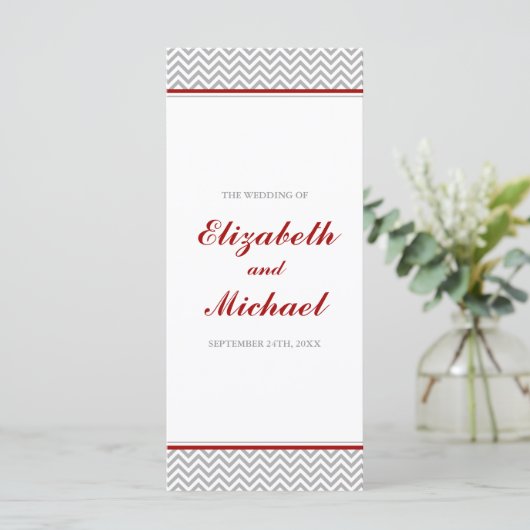 Programme de mariage Red et Grey Chevron (Debout devant)