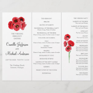 Programme de mariage Red poppies