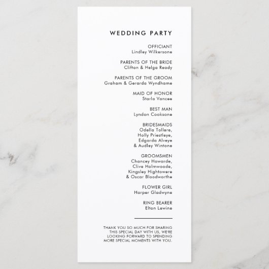 Programme de mariage rétro élégant (Dos)