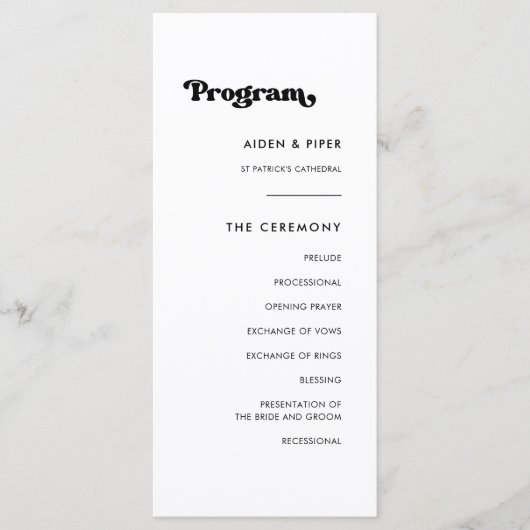 Programme de mariage rétro élégant (Devant)