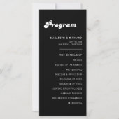 Programme de mariage rétro élégant noir et blanc (Devant)