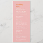 Programme de mariage rétro été rose orange chronol (Dos)