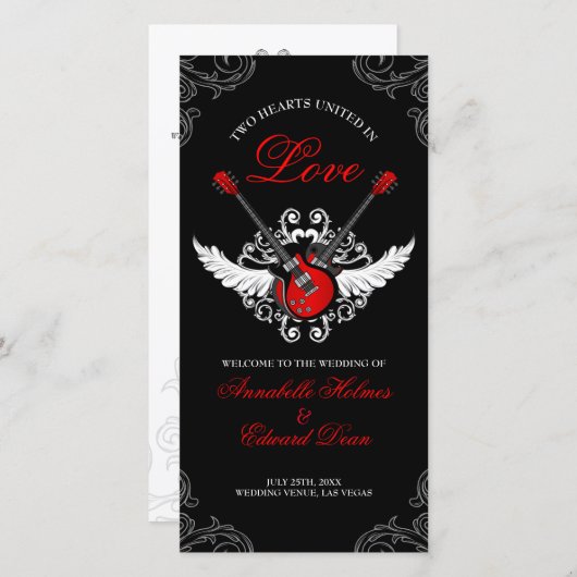 Programme de mariage rock et roll (Devant / Derrière)