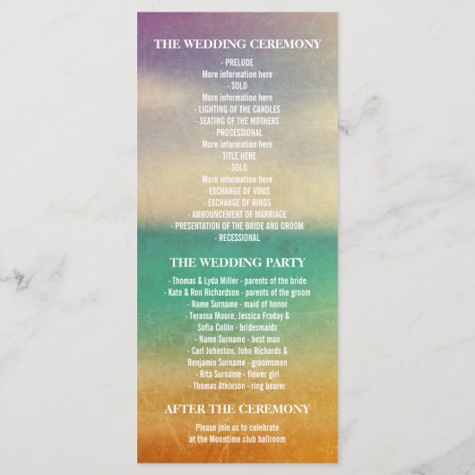 programme de mariage romantique à la plage -couche (Dos)