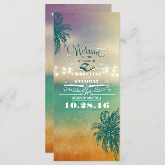 programme de mariage romantique à la plage -couche (Devant / Derrière)