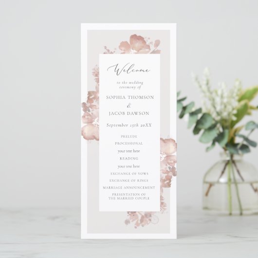 Programme de mariage romantique aquarelle (Debout devant)