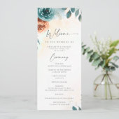 Programme de mariage romantique automnal sarcelle (Debout devant)