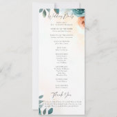 Programme de mariage romantique automnal sarcelle (Dos)