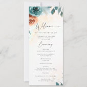 Programme de mariage romantique automnal sarcelle (Devant)