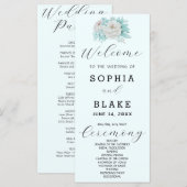 Programme de mariage romantique blanc floral bleu (Devant / Derrière)