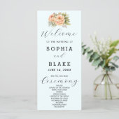 Programme de mariage romantique blanc floral bleu (Debout devant)