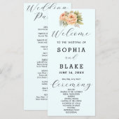 Programme de mariage romantique blanc floral bleu (Devant / Derrière)
