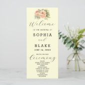 Programme de mariage romantique blanc floral jaune (Debout devant)