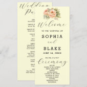 Programme de mariage romantique blanc floral jaune (Devant / Derrière)