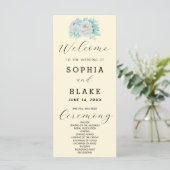 Programme de mariage romantique blanc floral jaune (Debout devant)