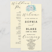 Programme de mariage romantique blanc floral jaune (Devant / Derrière)
