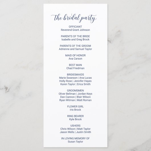 Programme de mariage romantique dans le jardin (Dos)