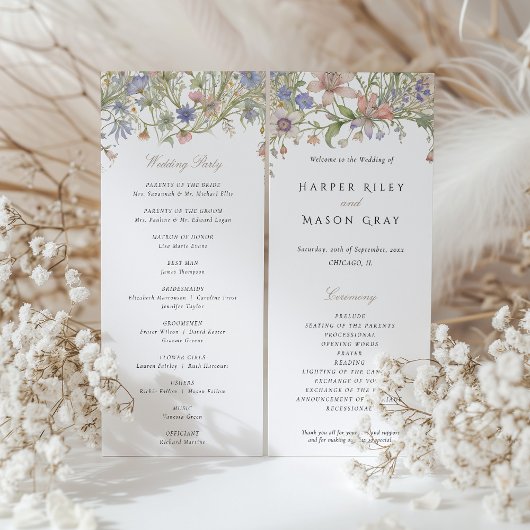 Programme de mariage romantique des Fleurs sauvage