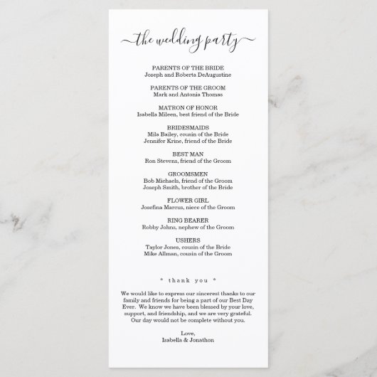 Programme de mariage romantique "nous faisons" (Dos)