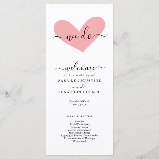 Programme de mariage romantique "nous faisons" (Devant)