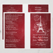Programme de mariage Romantique Paris Rouge (Devant / Derrière)
