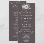 Programme de mariage romantique rose floral gris c (Devant / Derrière)