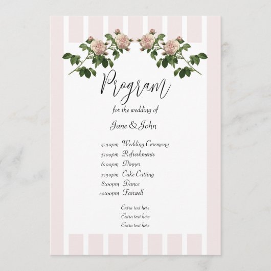 Programme de mariage romantique rose pâle (Devant)