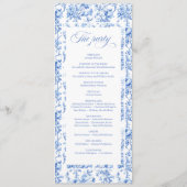 Programme de mariage romantique toile de Jouy bleu (Dos)