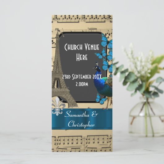 Programme de mariage romantique vintage Paris (Debout devant)