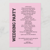 Programme de mariage rose 5x7 (Dos)