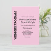 Programme de mariage rose 5x7 (Debout devant)