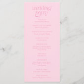 Programme de mariage rose à typographie moderne (Dos)