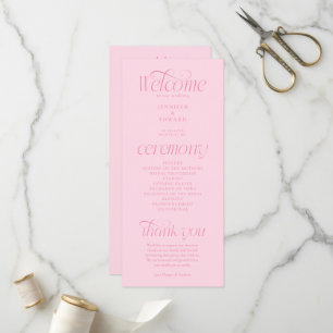 Programme de mariage rose à typographie moderne