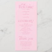 Programme de mariage rose à typographie moderne (Devant)