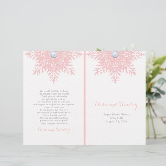 Programme de mariage rose blanc plié (Debout devant)