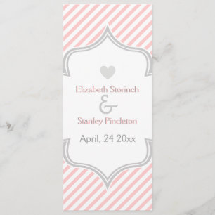 Programme de mariage rose, blanc, rayures grises