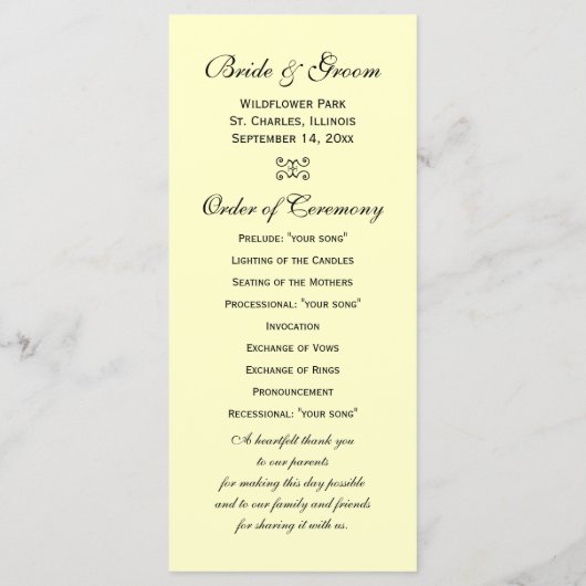 Programme de mariage Rose blanche, Anneau et Perle (Dos)