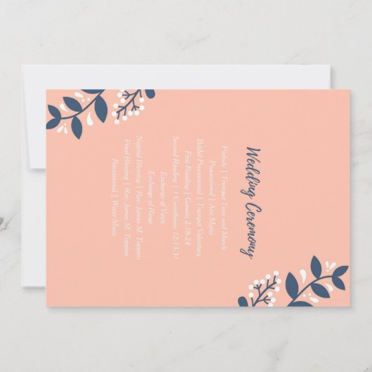 Programme de mariage rose bleu (Dos)