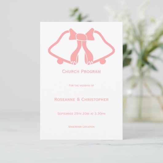 Programme De Mariage Rose Cloches Et Ruban (Debout devant)