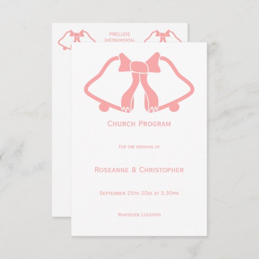 Programme De Mariage Rose Cloches Et Ruban (Devant / Derrière)
