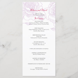 Programme de mariage rose dessiné à la main violet