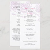Programme de mariage rose dessiné à la main violet (Devant / Derrière)