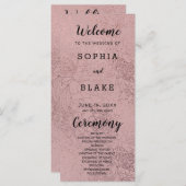 Programme de mariage rose d'or et de fleurs (Devant / Derrière)