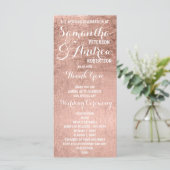 Programme de mariage rose en feuille d'or faux de  (Debout devant)