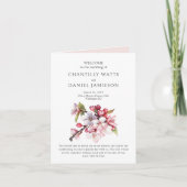 Programme de mariage rose et blanc aux fleurs de c (Devant)
