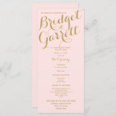 Programme de mariage rose et or (Devant / Derrière)