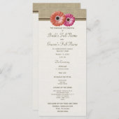 Programme de mariage rose et orange Gerbera Daisy (Devant / Derrière)