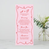 Programme de mariage rose et rouge dessiné à la ma (Debout devant)