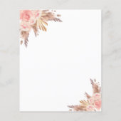 Programme de mariage rose floral blush pampas herb (Dos)